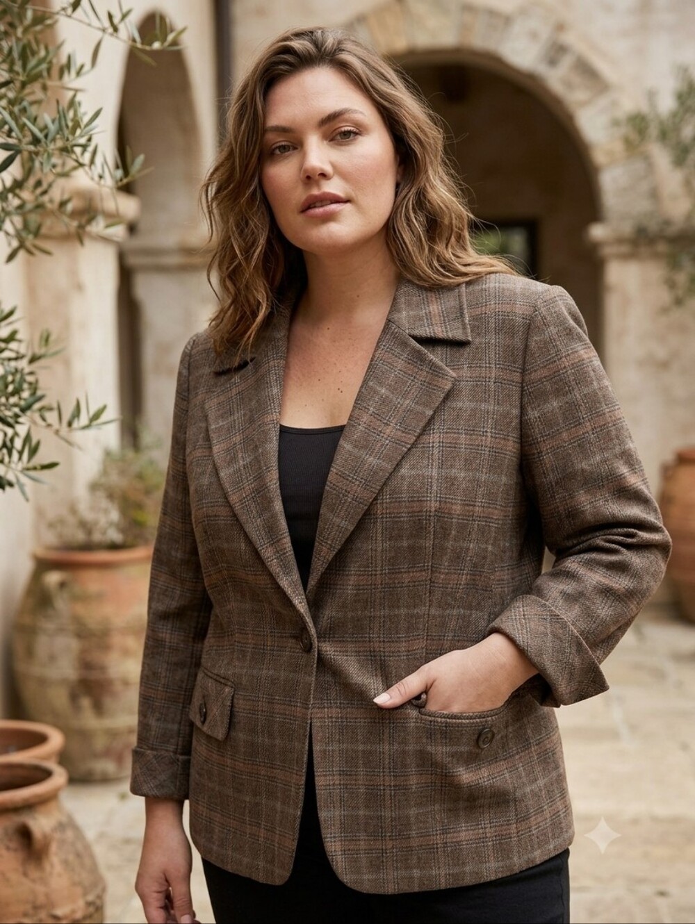 Kasper Plaid Blazer Jacket Dark Academia Preppy Corpcore Office Siren Fall